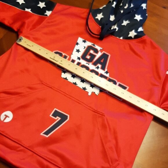 GA SLUGGERZ Youth XL Red White and Blue Warm Hoodie - Picture 5 of 9